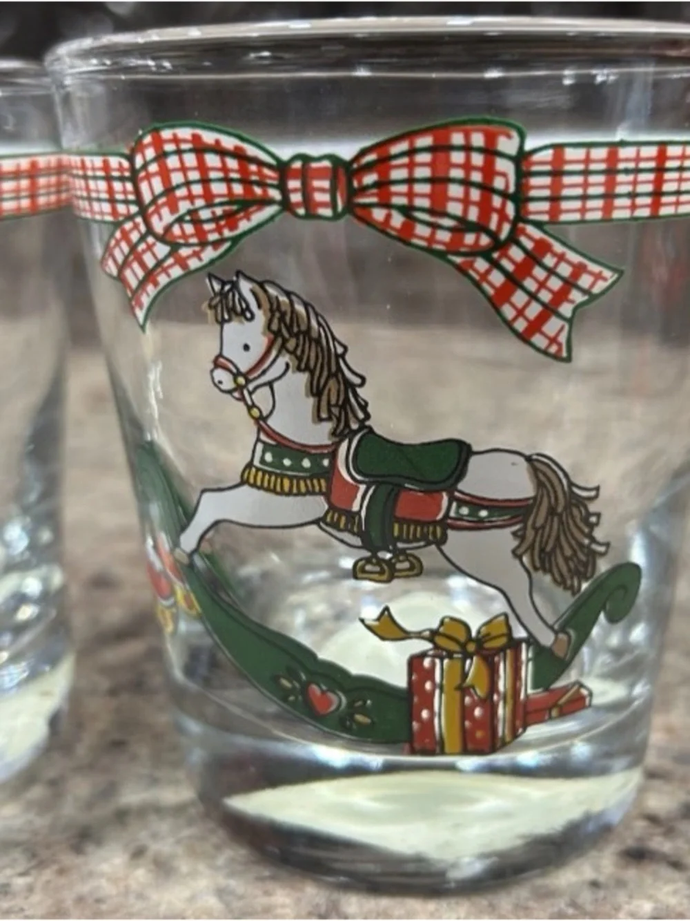 Anchor Hocking Christmas Memories Collection Glass Tumblers 1980s Goose Horse
